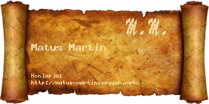 Matus Martin névjegykártya